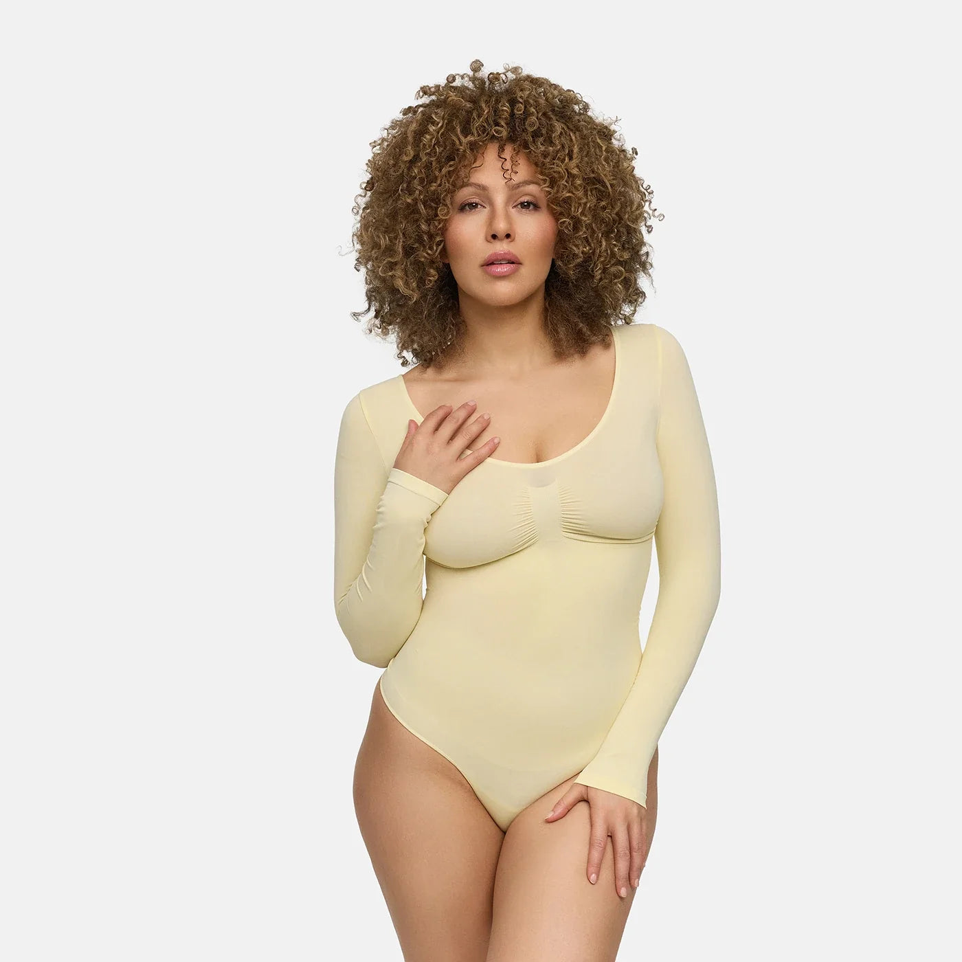 Shapewear bodysuit met lange mouw en string