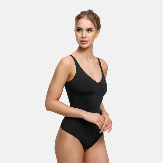Glanzende shaping bodysuit met string