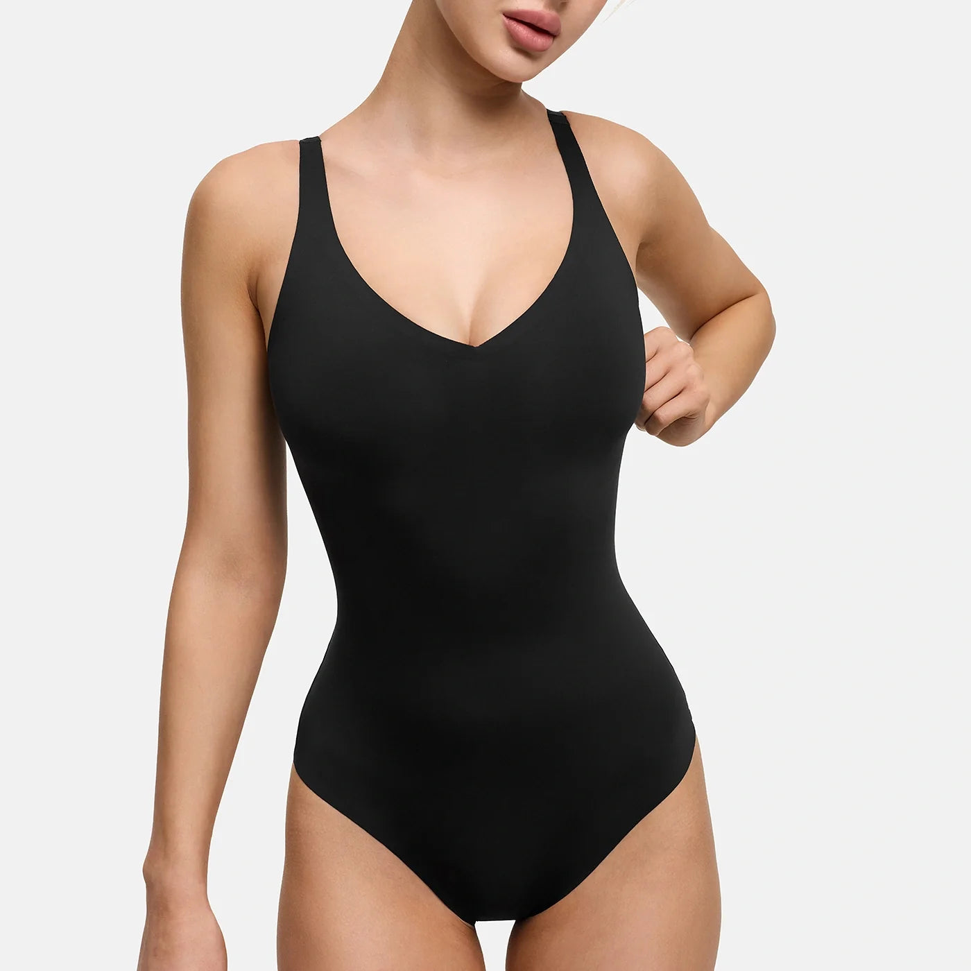 Glanzende shaping bodysuit met string
