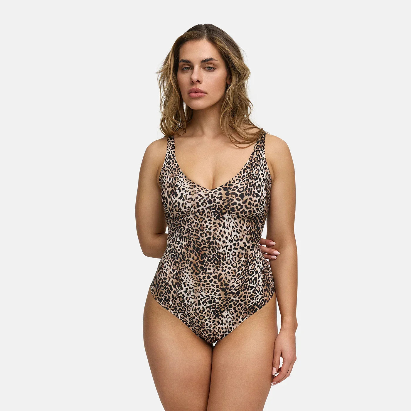 Glanzende shaping bodysuit met string