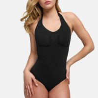 Naadloze shapewear bodysuit met halternek en string