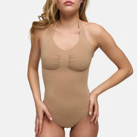 Naadloze shapewear bodysuit met halternek en string