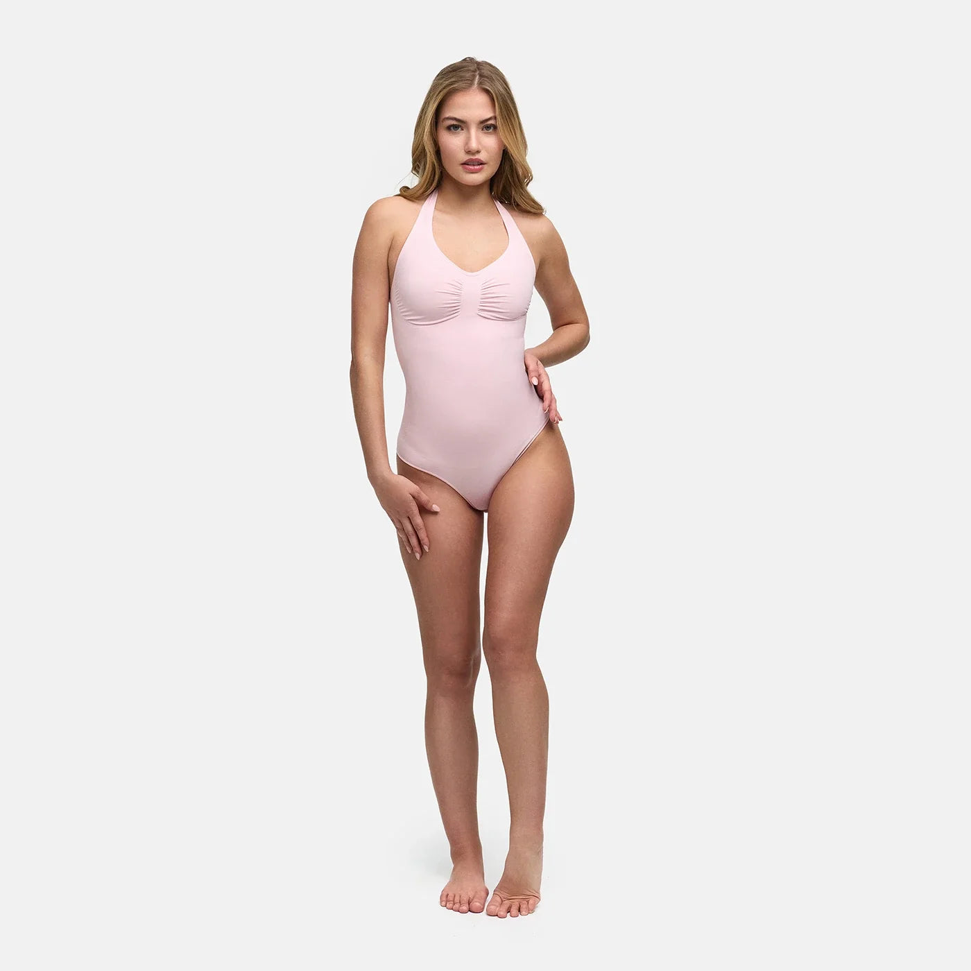 Naadloze shapewear bodysuit met halternek en string