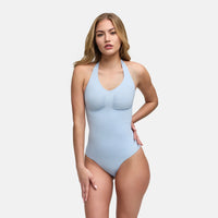 Naadloze shapewear bodysuit met halternek en string
