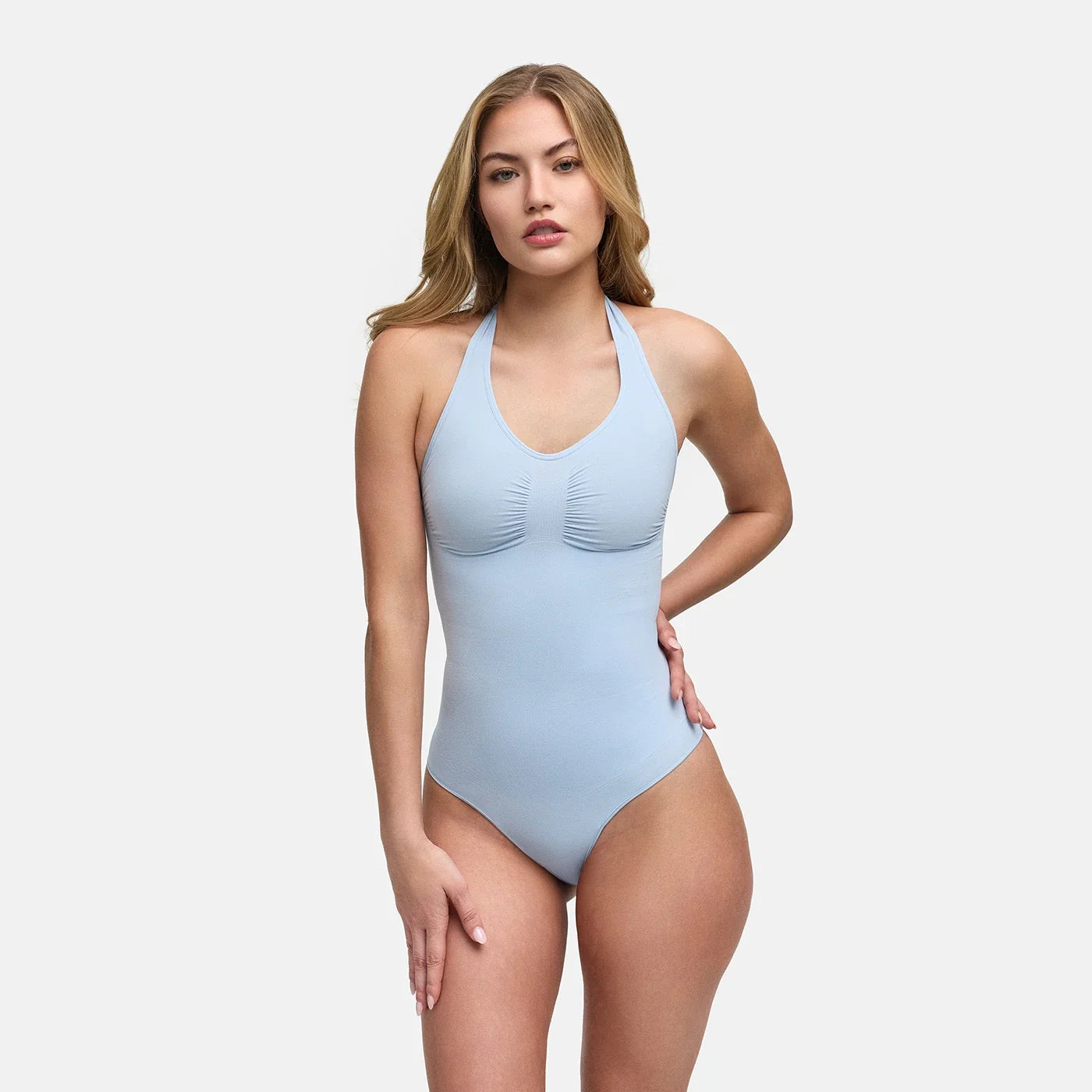 Naadloze shapewear bodysuit met halternek en string