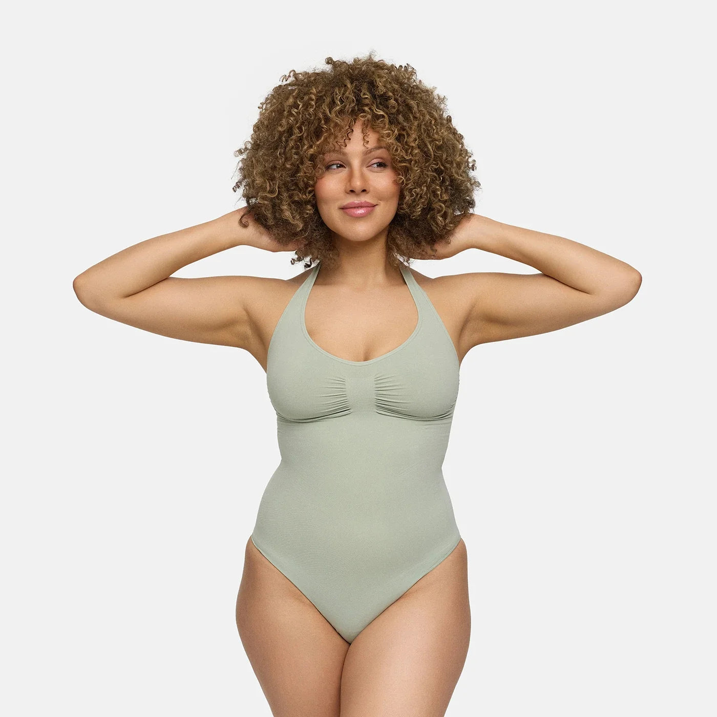 Naadloze shapewear bodysuit met halternek en slip