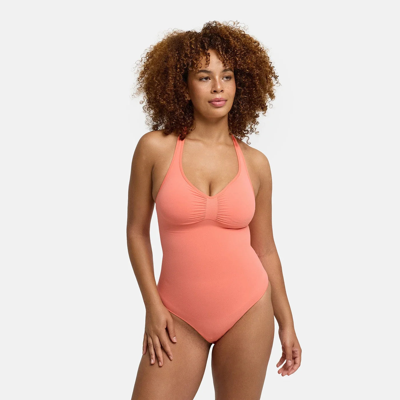 Naadloze shapewear bodysuit met halterhals en string