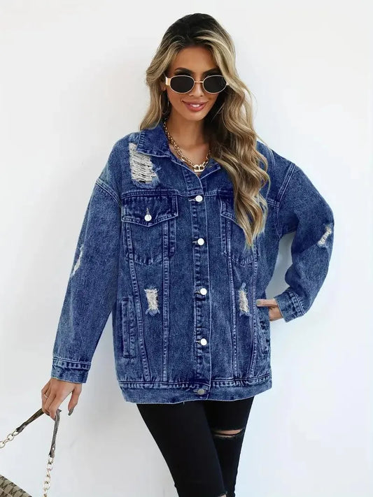 Oversized gevoerd dames jeansjack – Talia