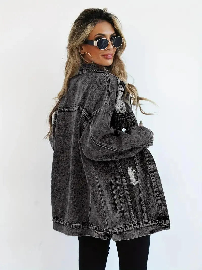 Oversized gevoerd dames jeansjack – Talia