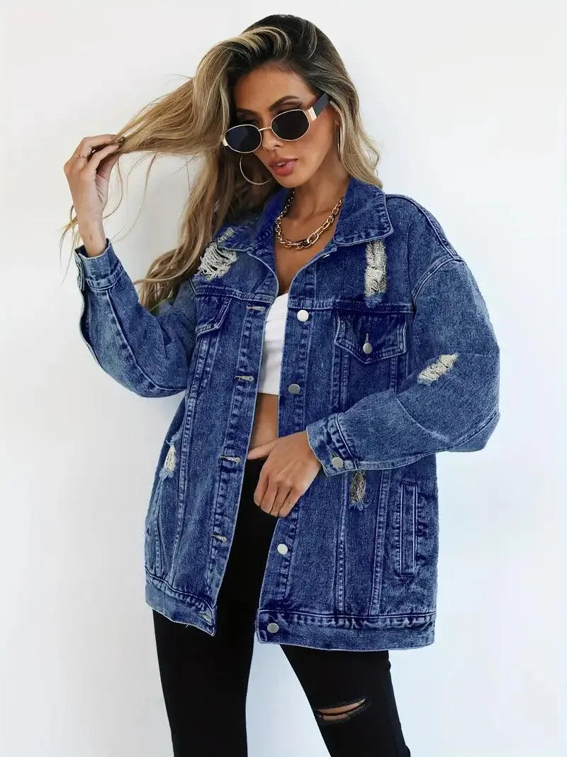 Oversized gevoerd dames jeansjack – Talia
