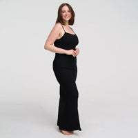 Geribde maxi-jurk met verstelbare bandjes