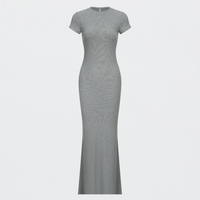 Geribde T-shirtjurk in maxilengte
