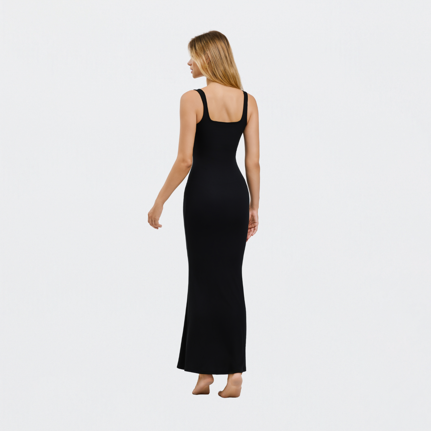 Geribde tanktop maxijurk