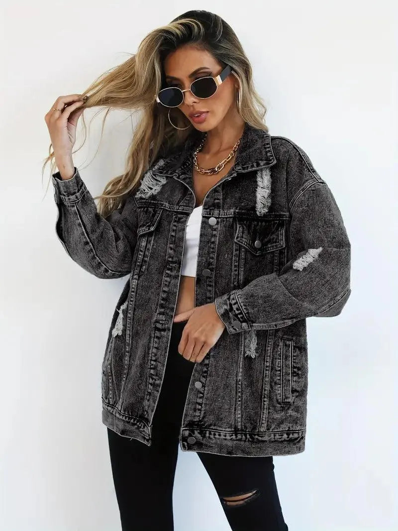 Oversized gevoerd dames jeansjack – Talia