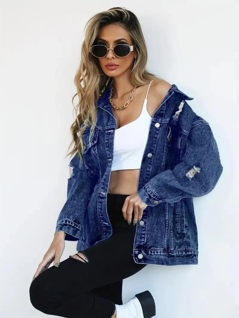 Oversized gevoerd dames jeansjack – Talia