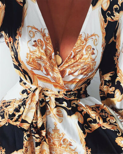 Zomerse boho wikkeljurk met split en v-hals