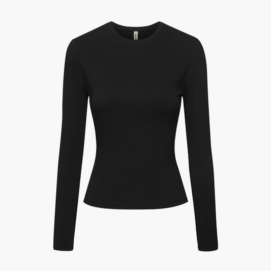 Katoenen longsleeve met lichaamsvolgende pasvorm