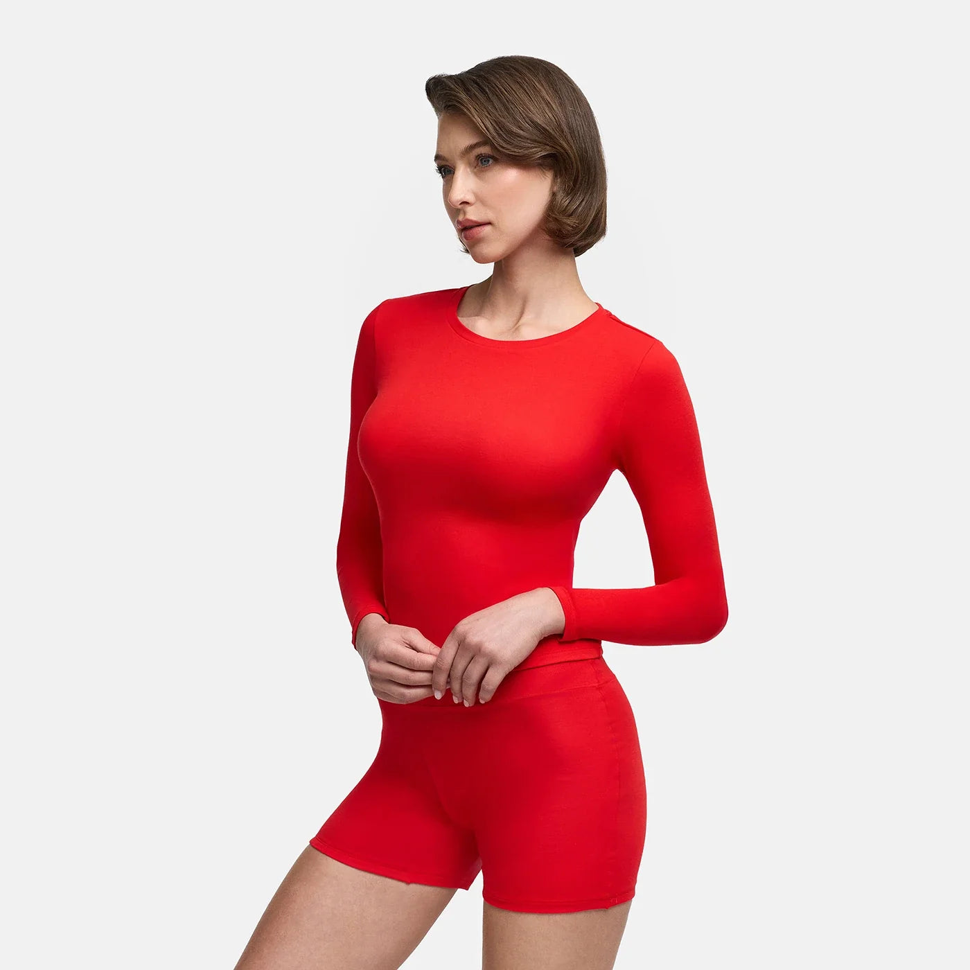 Katoenen longsleeve met lichaamsvolgende pasvorm