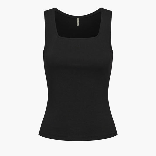 Katoenen tanktop met vierkante hals