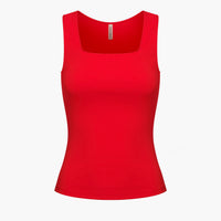Katoenen tanktop met vierkante hals