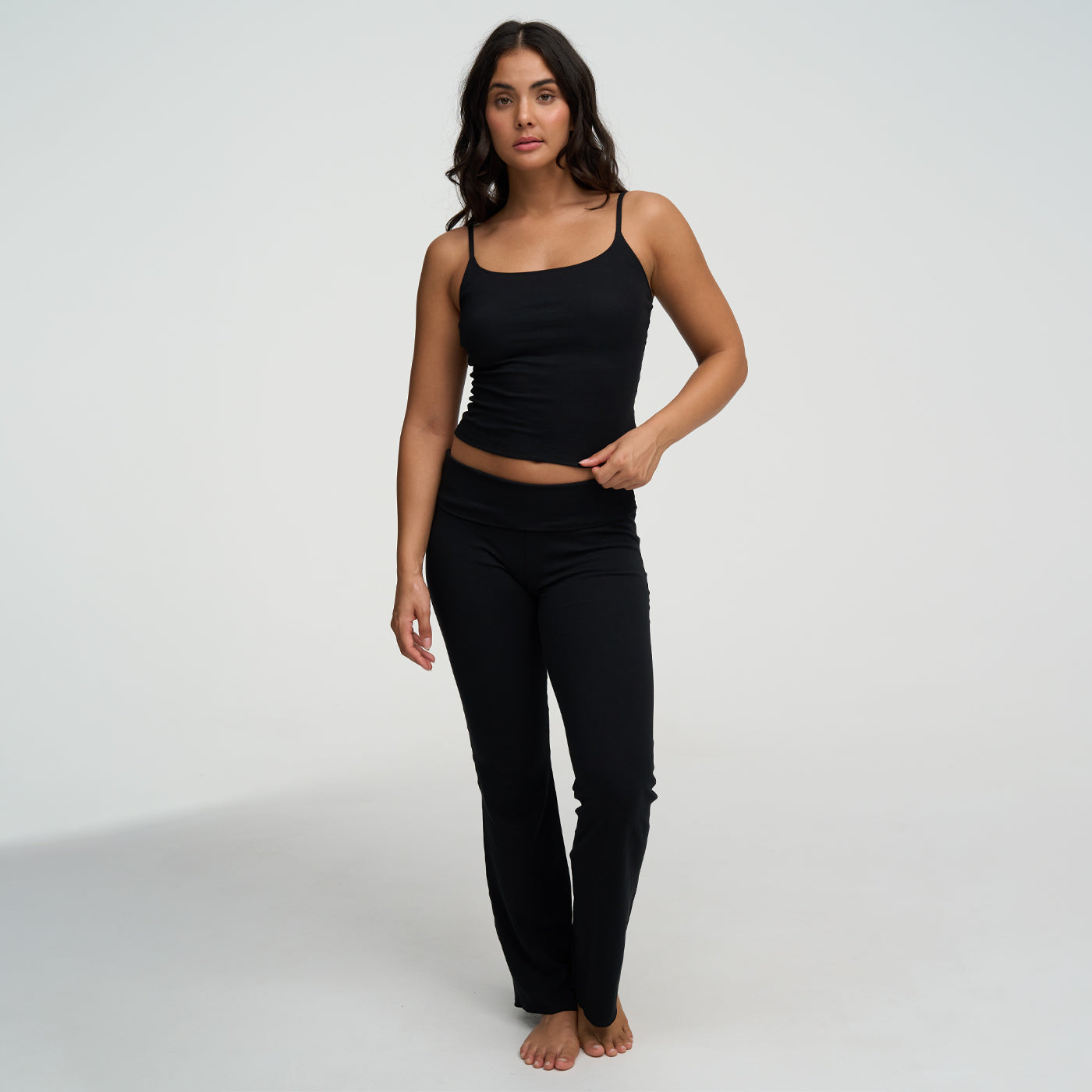 Katoenen cami-top met smalle bandjes