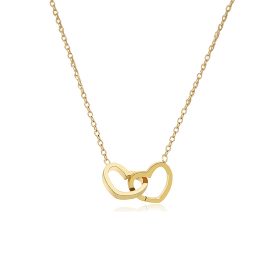 Dubbel Hart Ketting in Eeuwige Rozenbox