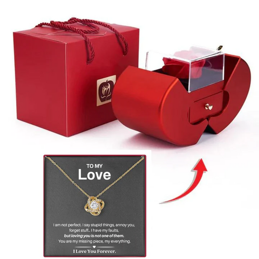 Eeuwige Rozenbox met Roos en Ketting