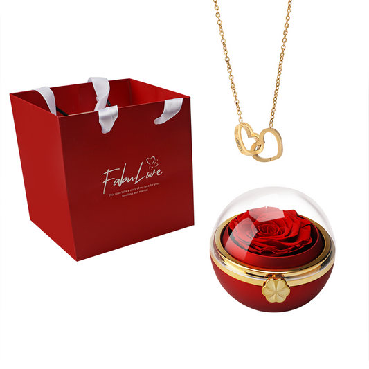 Eeuwige Roos Doos met Gegraveerde Ketting
