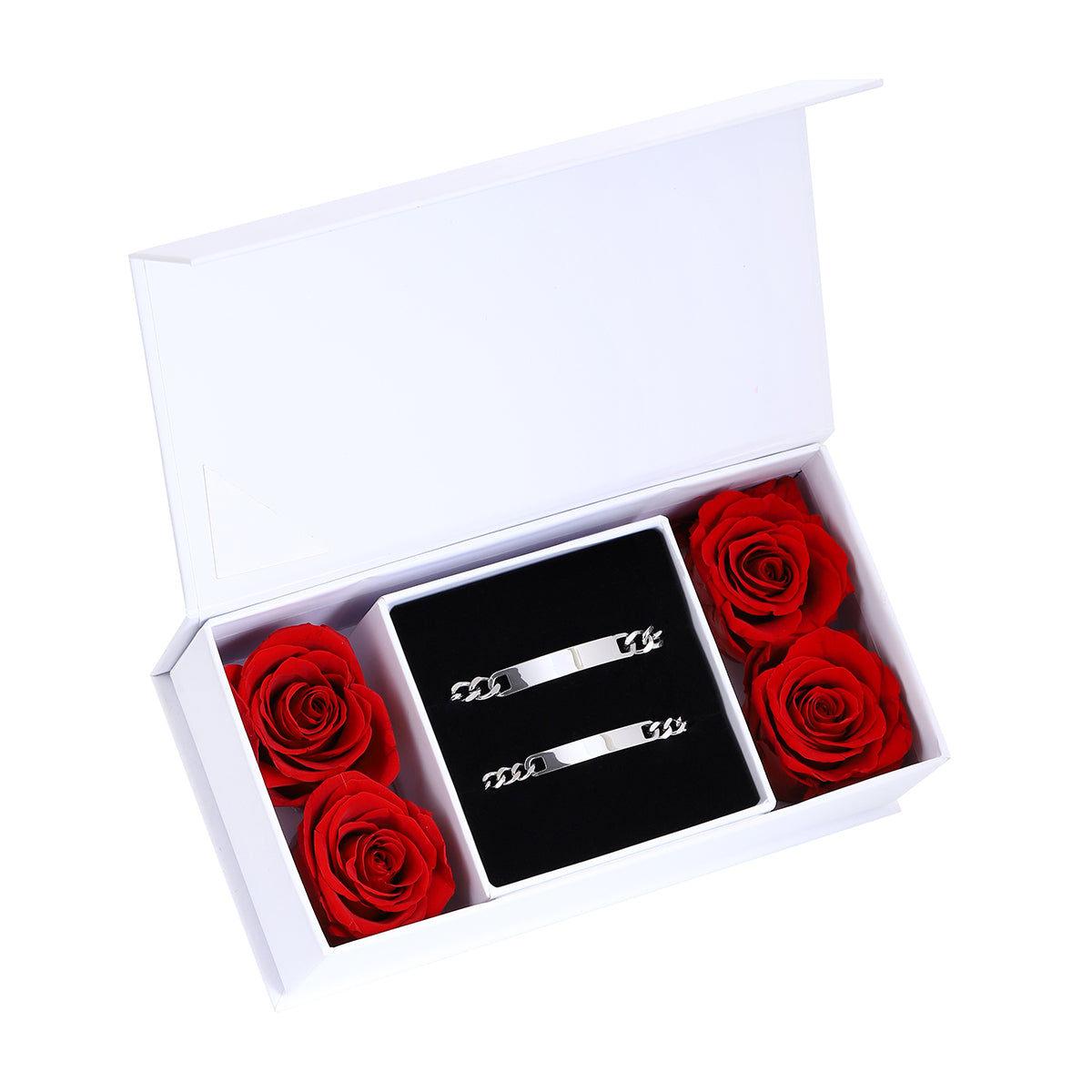 Gegraveerde Armbandenset met Eeuwige Rozenbox