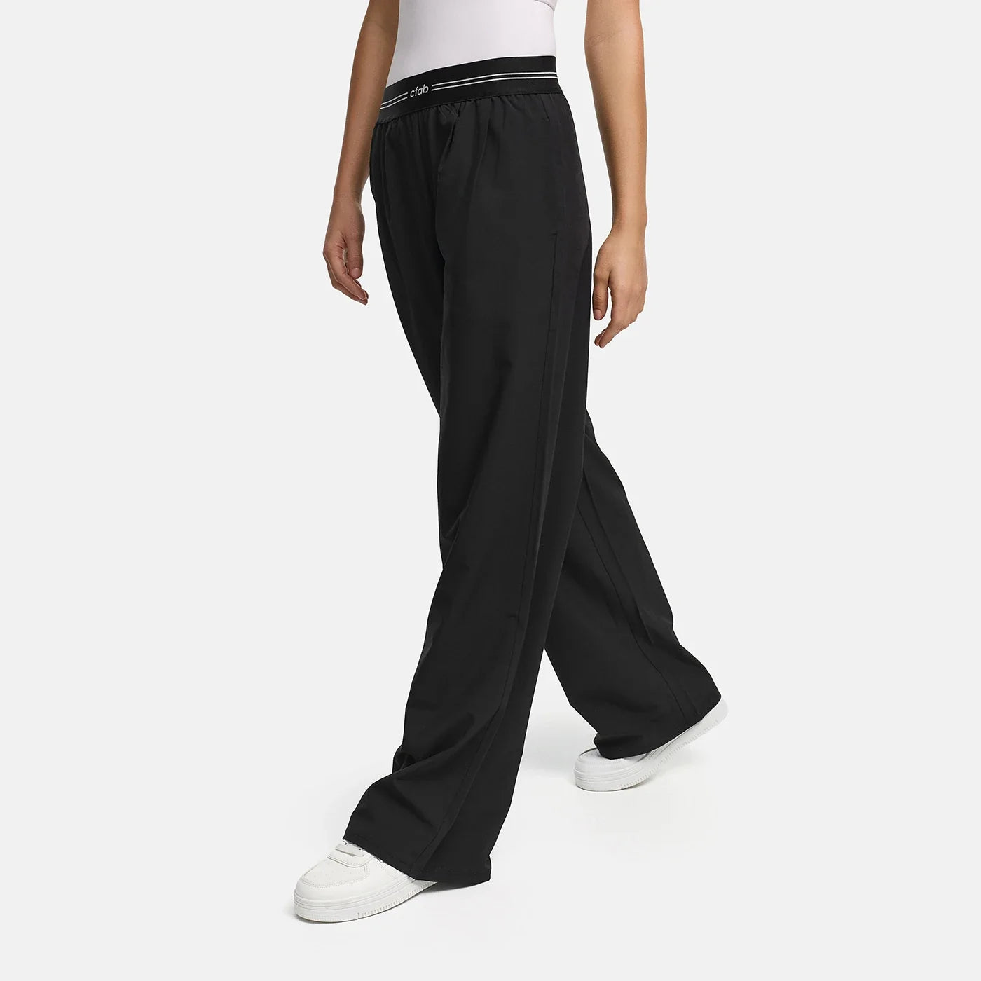 Relaxte wide leg broek met brede elastische band