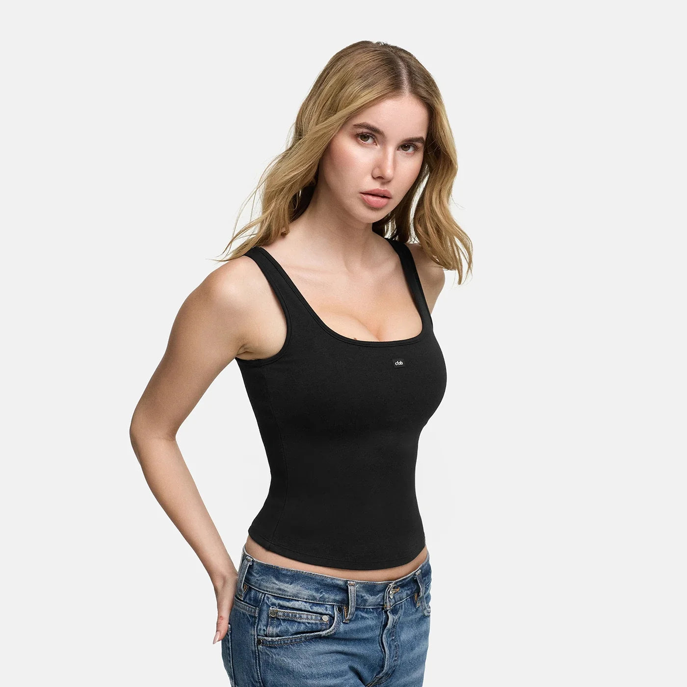 Katoenen tanktop met ingebouwde push-up bh