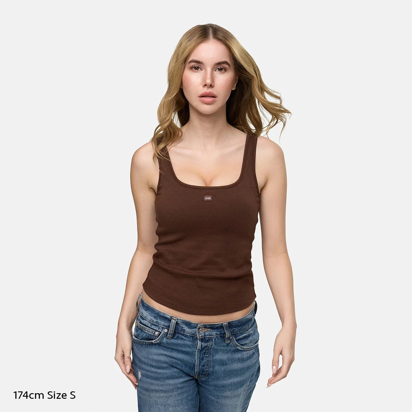 Katoenen tanktop met ingebouwde push-up bh