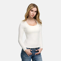 Katoenen longsleeve met ingebouwde push-up bh