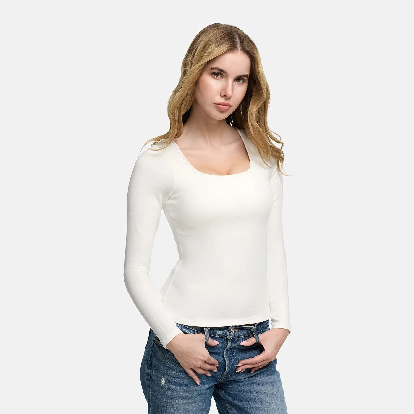 Katoenen longsleeve met ingebouwde push-up bh