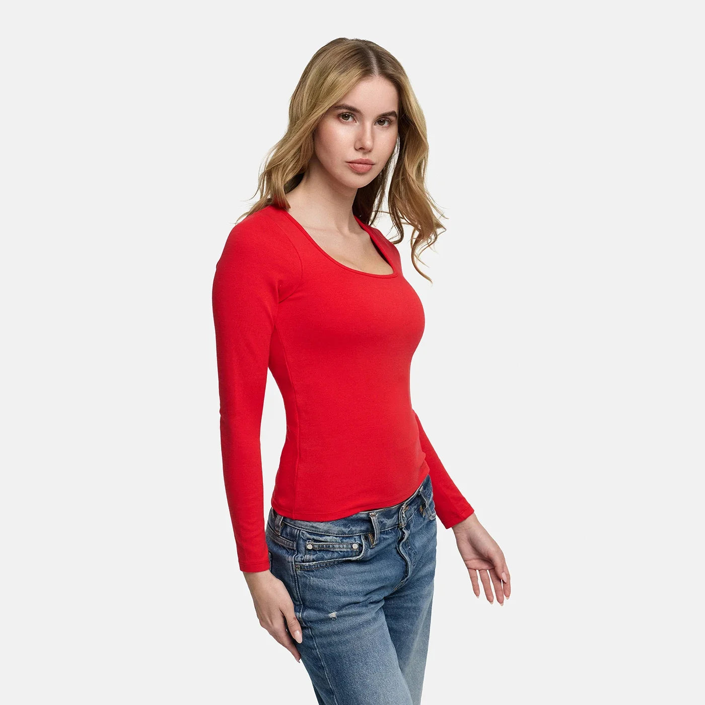 Katoenen longsleeve met ingebouwde push-up bh