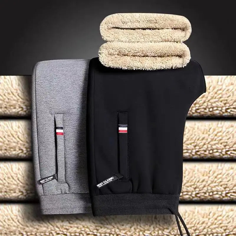 Warme fleece joggingbroek met rechte pijp