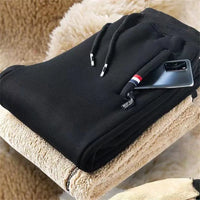 Warme fleece joggingbroek met rechte pijp