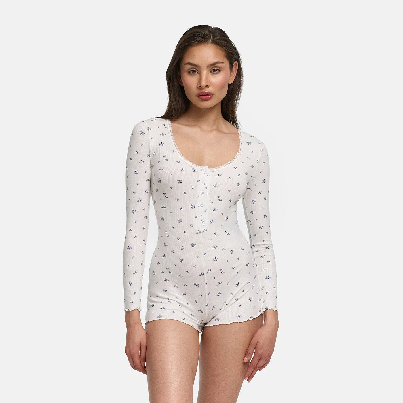 Zachte rib jumpsuit voor nacht en lounge