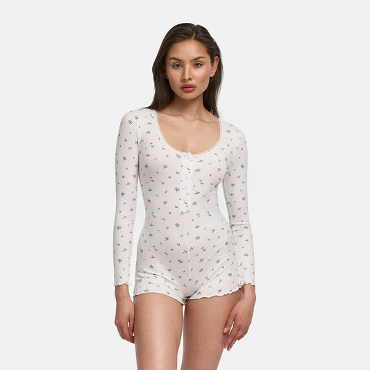 Zachte rib jumpsuit voor nacht en lounge