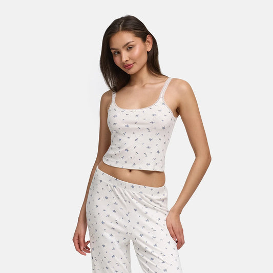 Zachte rib tanktop met kantdetails