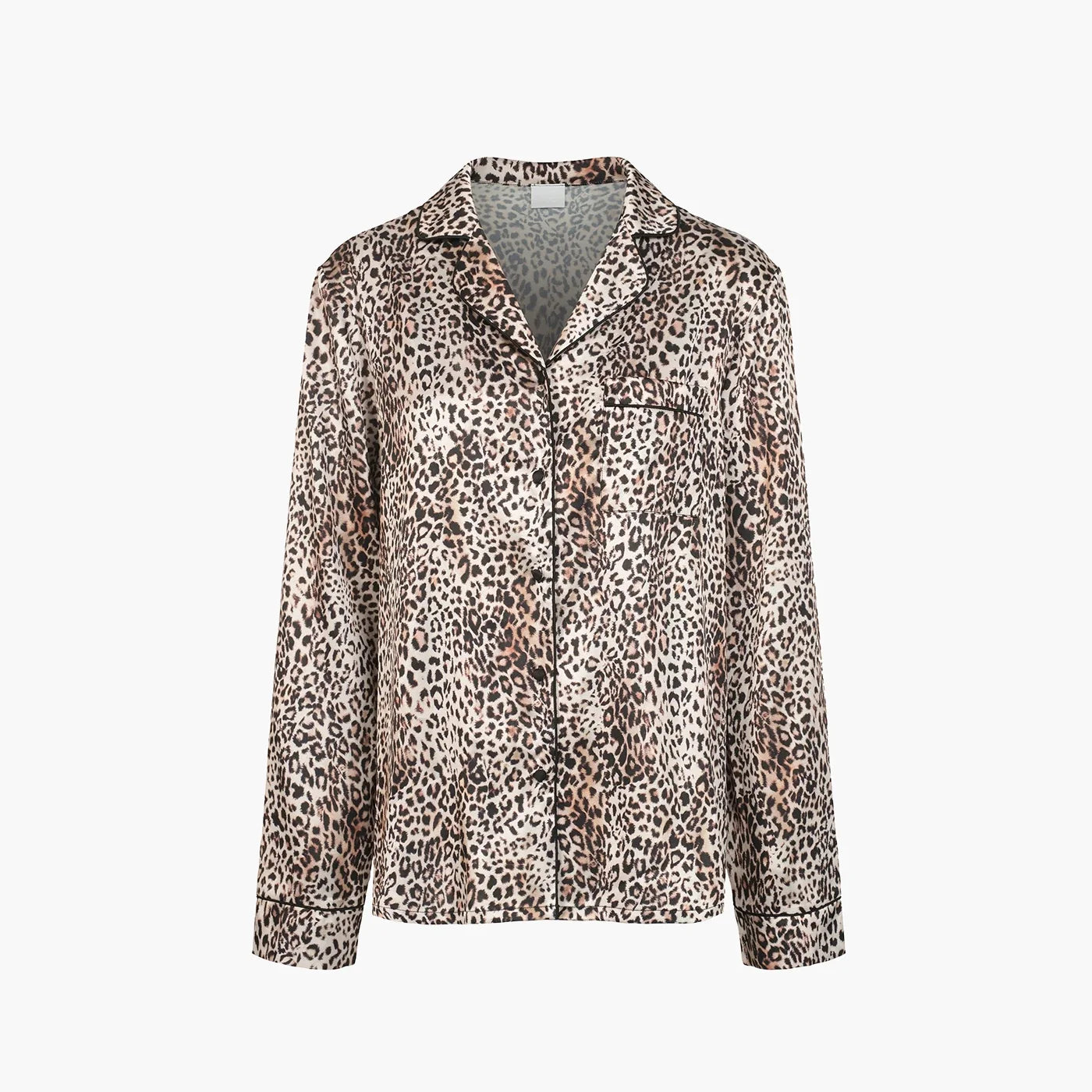 Satijnen pyjamablouse met reverskraag