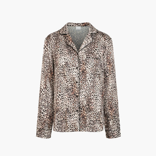 Satijnen pyjamablouse met reverskraag