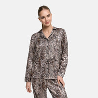 Satijnen pyjamablouse met reverskraag
