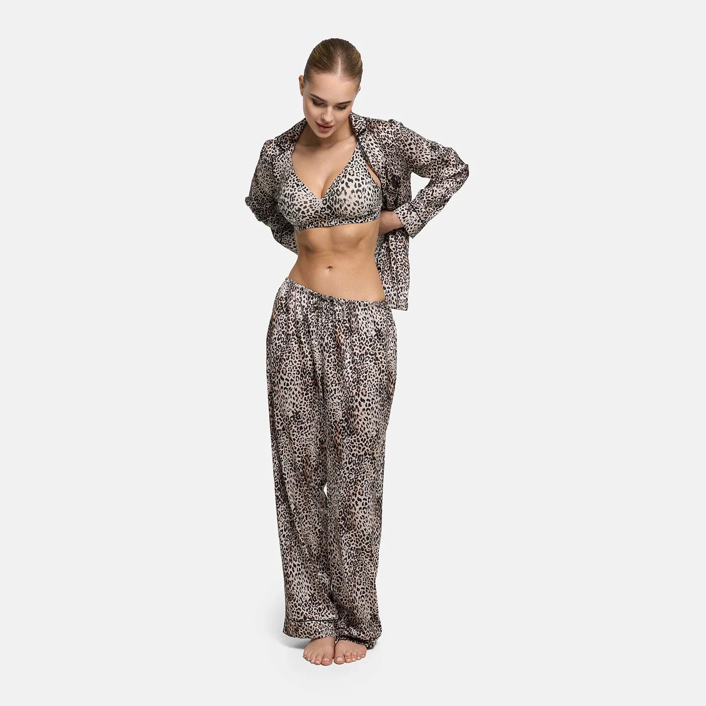 Satijnen pyjamabroek met elastische band