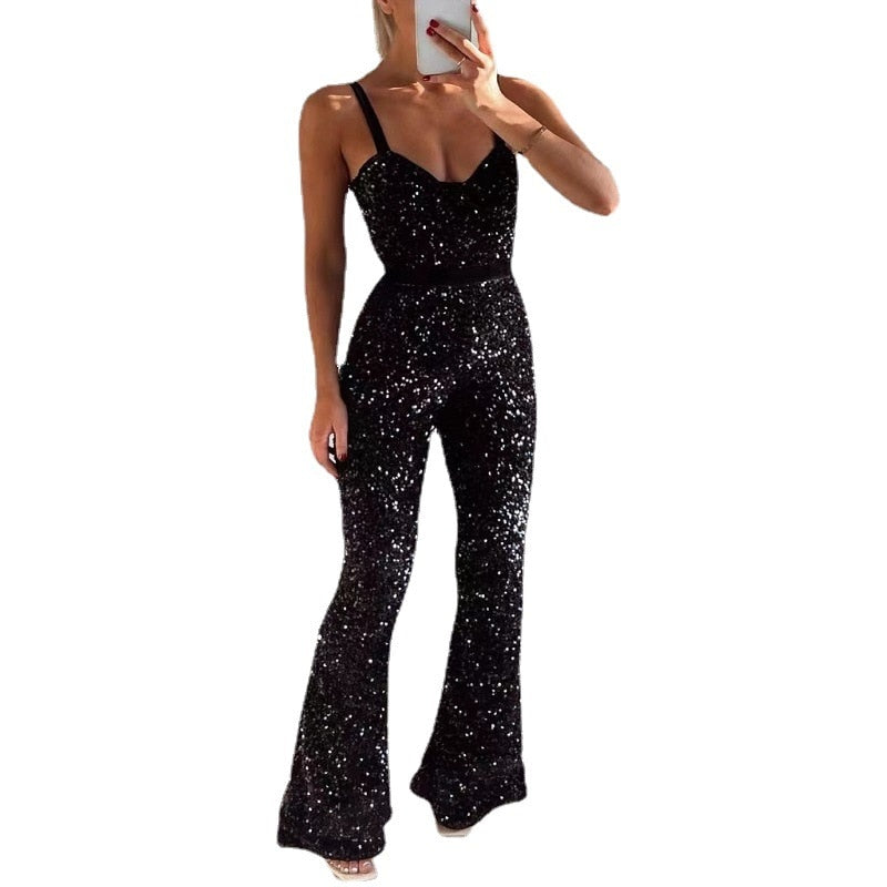 Glitter jumpsuit met flared pijpen – Enrika