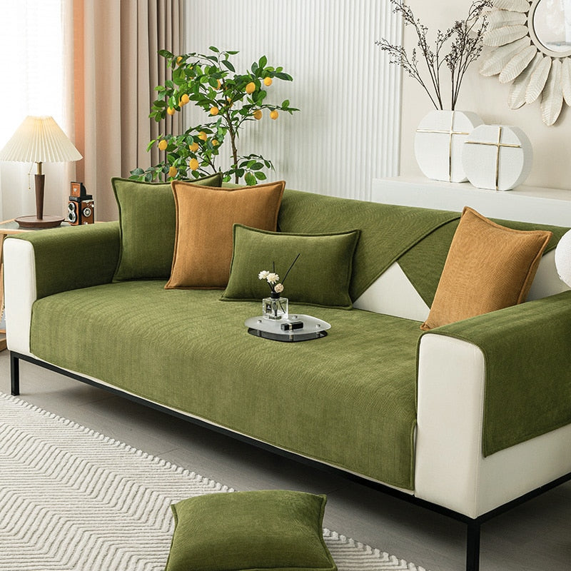 Chenille bankhoes met visgraatmotief – VeluraShield