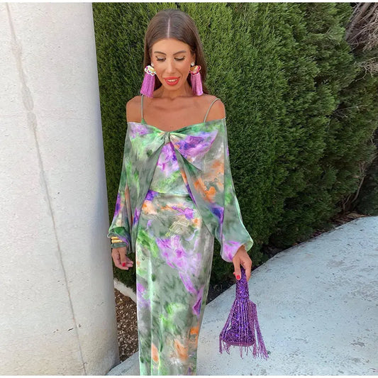 Off-shoulder maxi jurk met bloemenprint – Seraphina