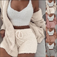 Gebreide driedelige set van fleece sherpa