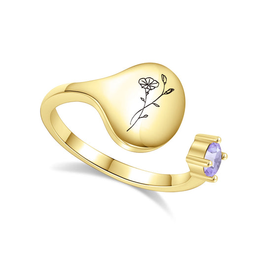 Ring met Geboortebloem en Geboortesteen