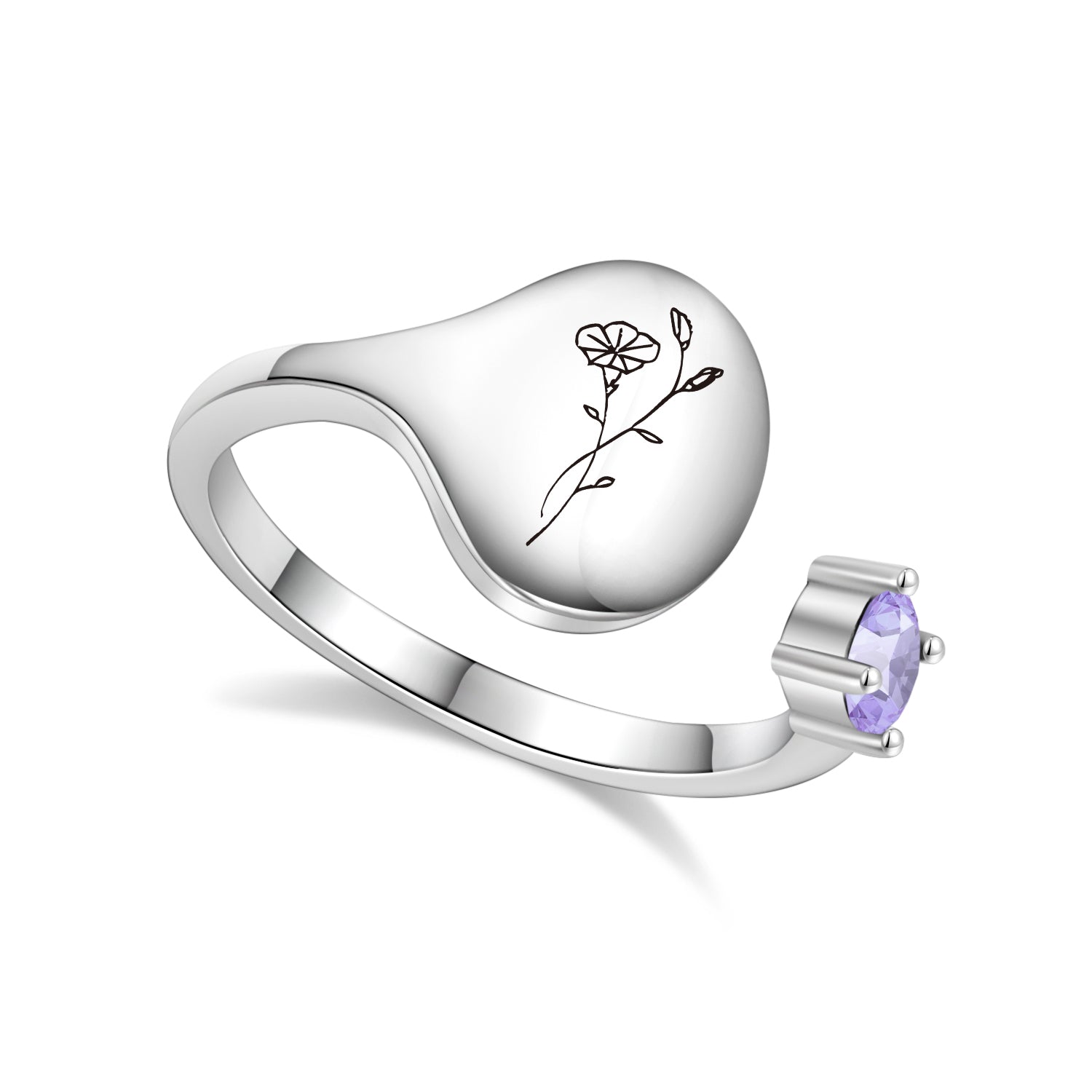 Ring met Geboortebloem en Geboortesteen